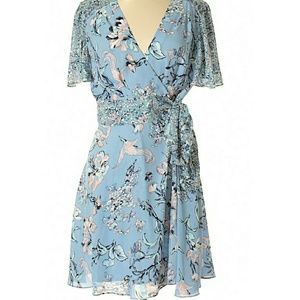 BCBC Blue Floral Wrap Dress